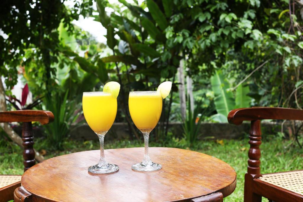 Refreshing tropical drinks served in the garden